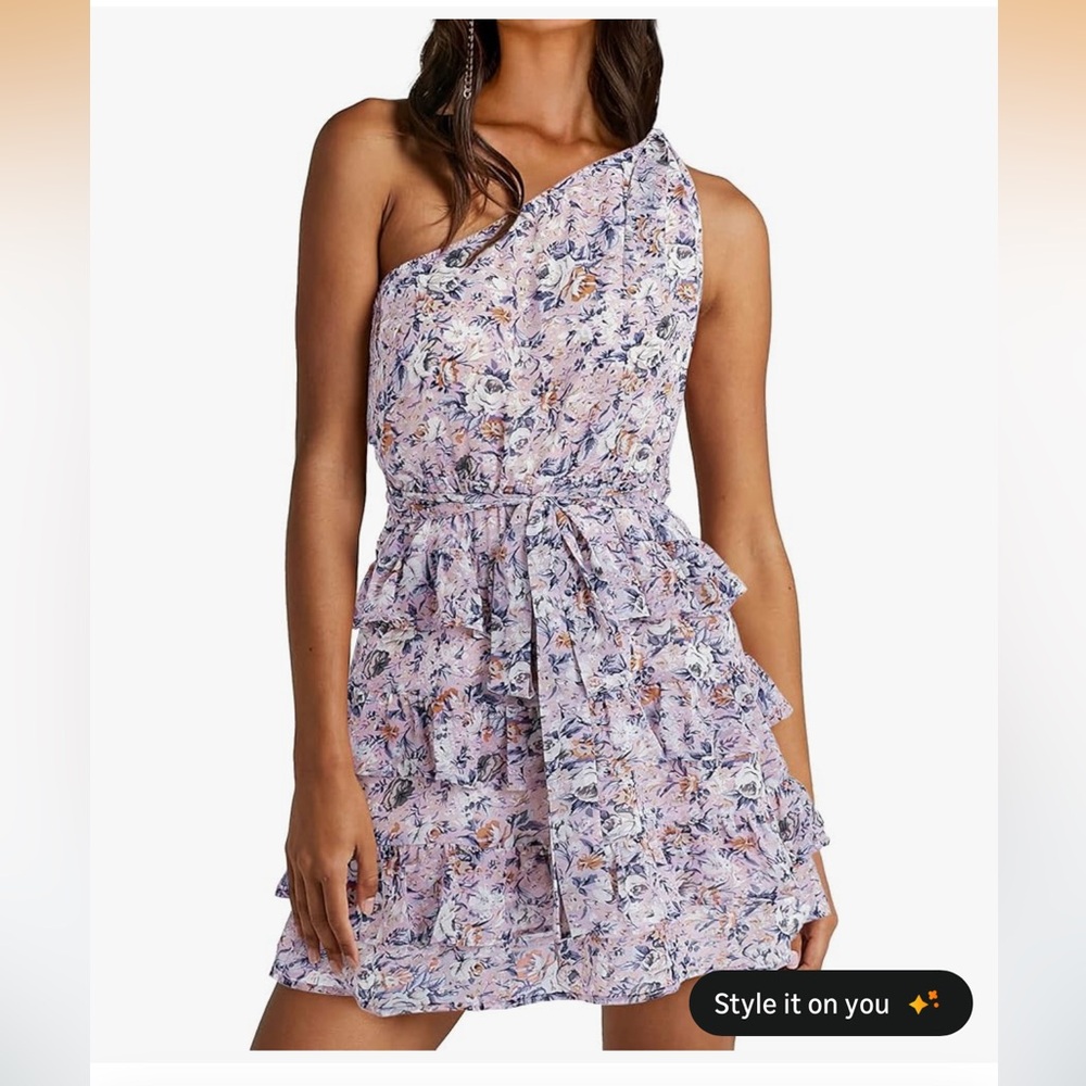 Elegant Floral One-Shoulder Dress